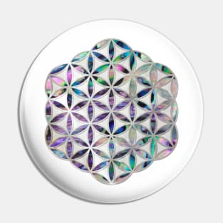 Flower of life Abalone shell on pearl Pin