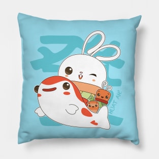 Huat Huat Bunny Succulent - HUAT AH!!! (Blue) Pillow