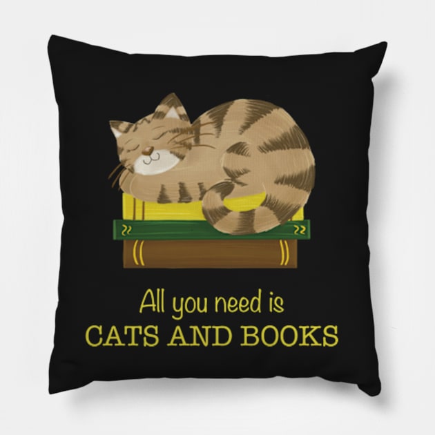 All you need is cats and books Pillow by AbbyCatAtelier