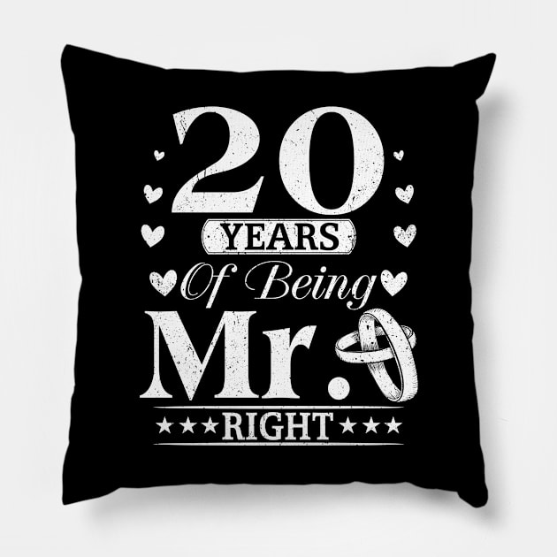 Mr Right 20th Wedding Anniversary For Husband Pillow by Salimkaxdew