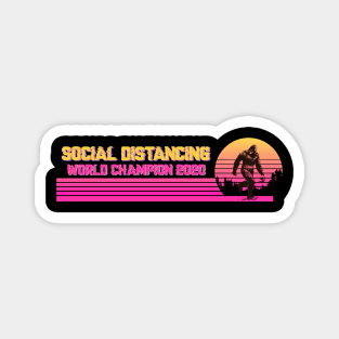 Bigfoot Social Distancing - Retro Glitch Magnet