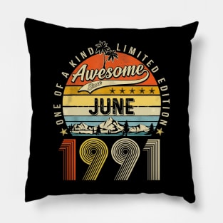 Awesome Since June 1991 Vintage 32nd Birthday Pillow