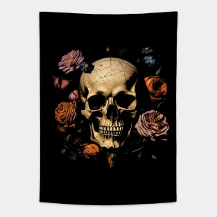 Vintage Skull Roses Goth Grunge Tapestry