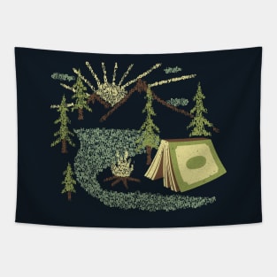 Camping Inside a Book I love to Read Illustration Made With Letters Tapestry