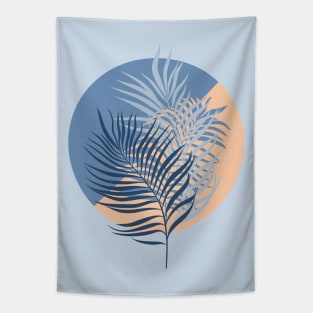 Tropical palm leaves (Peachy and Blue) Tapestry