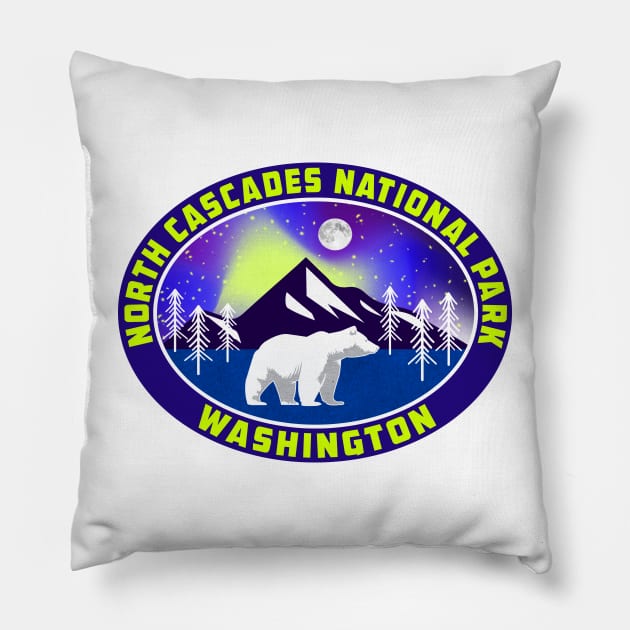 North Cascades National Park Washington Bear Pillow by TravelTime