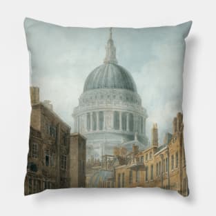 St. Paul's Cathedral from St. Martin's-le-Grand by Thomas Girtin Pillow