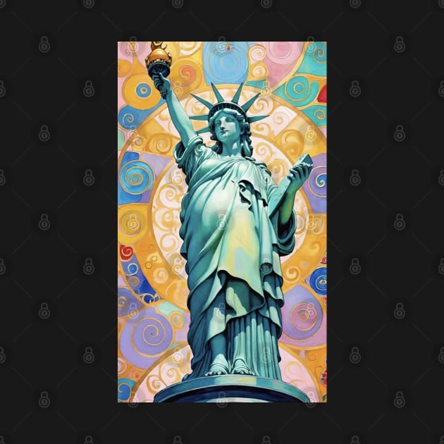 Gustav Klimt's Liberty's Brilliance: Inspired Statue of Liberty by FridaBubble