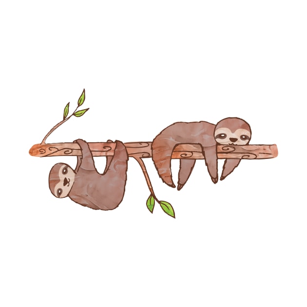 Baby Sloths hanging on Tree Pattern by tanyadraws