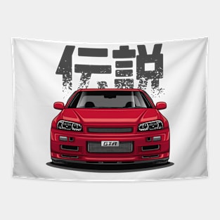 Skyline GTR R34 - Candy Red (Front View Design) Tapestry