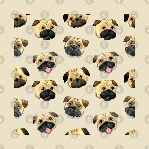 Cute Pug Face Pattern by POD-of-Gold