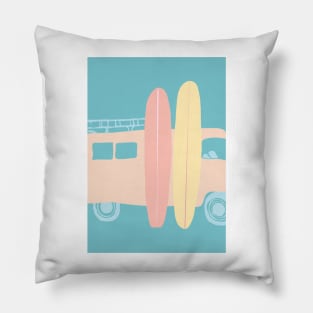 surfing boards surfing cars vintage surf clothes Pillow