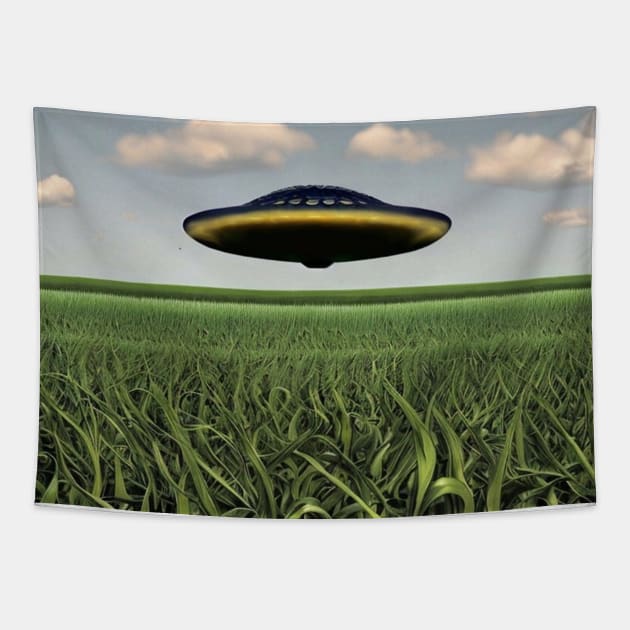 UFO Over Cornfield Tapestry by Brian Free Artwork