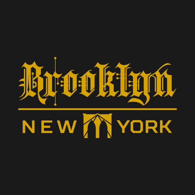 Old English Brooklyn New York - Metallic Gold Design - Brooklyn Merch by rydr2103