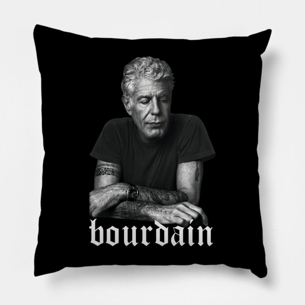 Parts Unknown, Appetite Known Anthony Bourdain Tribute Pillow by Crazy Frog GREEN