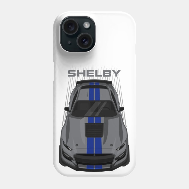 Ford Mustang Shelby GT500 2020-2021 - Magnetic Grey - Blue Stripes Phone Case by V8social