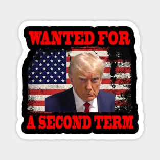 Vintage Wanted For A Second Term American Flag Magnet
