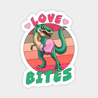 Love Bites Valentines Day Funny Kids Dinosaur Trex Lover Magnet