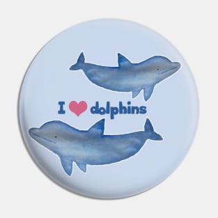 I love dolphins I heart dolphins cute watercolor dolphin Pin