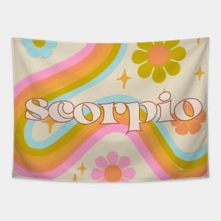 Scorpio 70s Rainbow with Flowers Tapestry