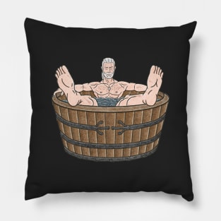 Geralt of Rivia Bathtub Scene | Medieval marginalia inspired by The Witcher Pillow