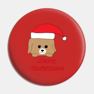 Merry Christmas! Dog in Santa Hat Pin