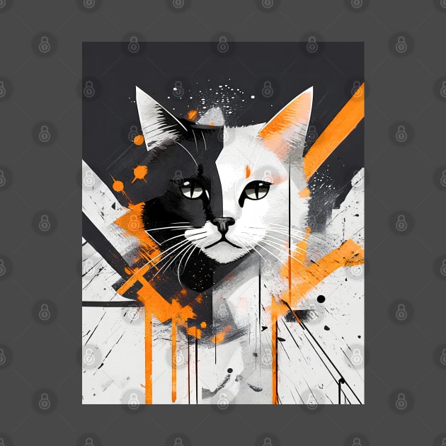 Cat Portrait: Mr. Fluff: Abstract Whiskers by KittyKanvas Creations