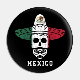 Mexico Flag Skull - Mexican Sombrero Hat Pin