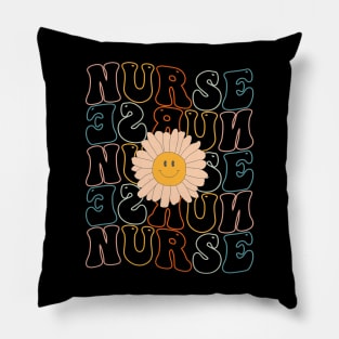 Retro Groovy Nurse Life For Women Nursing For Nurses Week Pillow