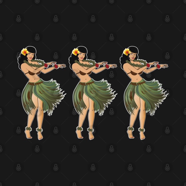 Three Hulas Dancing the Hula Blk by PauHanaDesign