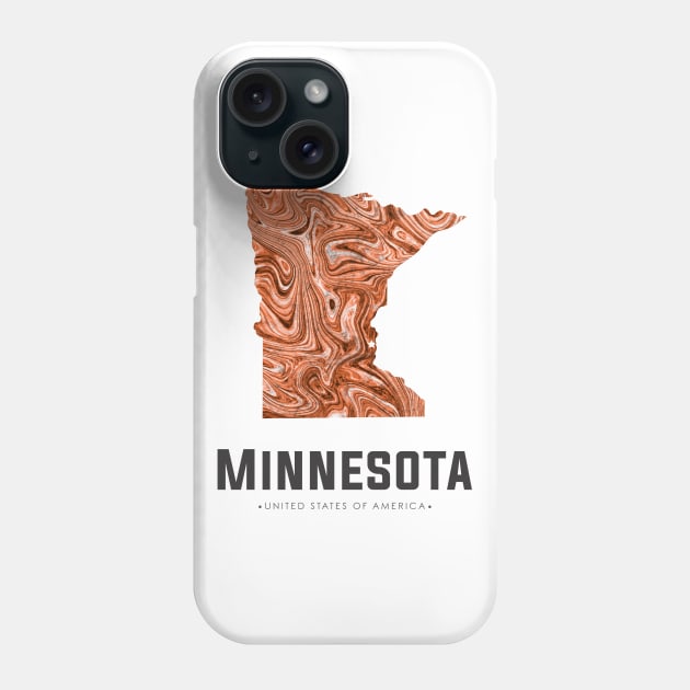 Minnesota state map abstract brown Phone Case by StudioGrafiikka