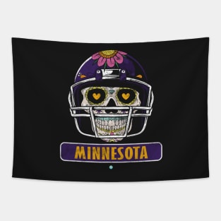 American Football - Minnesota Skull Football Gift Tapestry