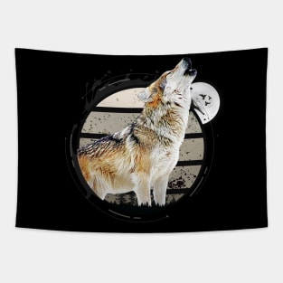 Howling Wolf During Full Moon Tapestry