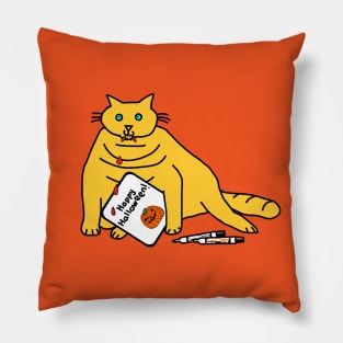 Big Vampire Horror Kitty with Halloween Card Pillow