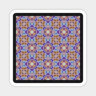 Mosaic Mandala Blue Gold Magnet