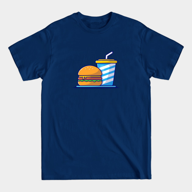 Discover Burger And Soda Cartoon Vector Icon Illustration (5) - Burger - T-Shirt