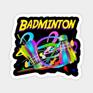 sport art Badminton text  design colorful Magnet