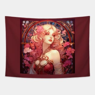 Crimson Princess - Art Nouveau Style Tapestry