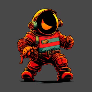 Cartoon drawing of astronaut in a funny style T-Shirt