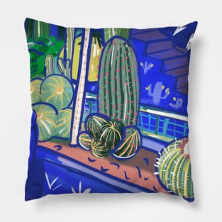 Blue cactus style Pillow