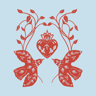 red birds and heart T-Shirt