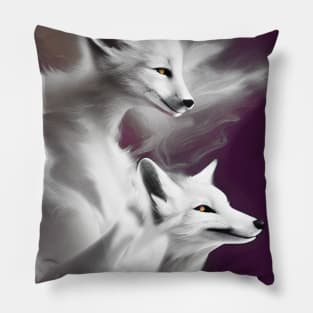 White Winter Foxes Pillow