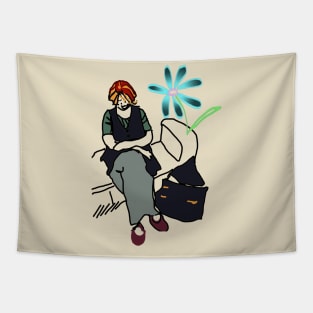 Art School Girl - Blue Daisy Emporium Tapestry