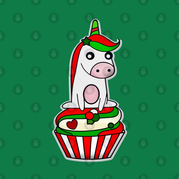 unicorn christmas cupcake by gossiprag