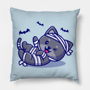 Cute Mummy Cat Laughing Cartoon Pillow