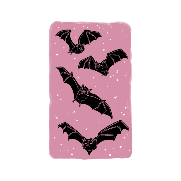 Night Bats in Pink by HeyRockee