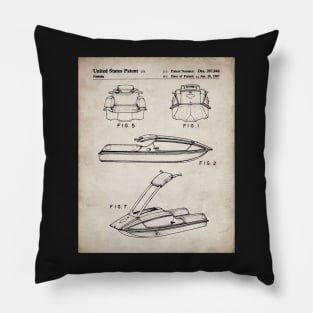 Jet Ski Patent - Watersports Lake Beach House Art - Antique Pillow