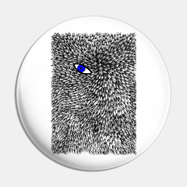 Blue Evil Eye in Feather Mystic Pattern Pin by kerimeart