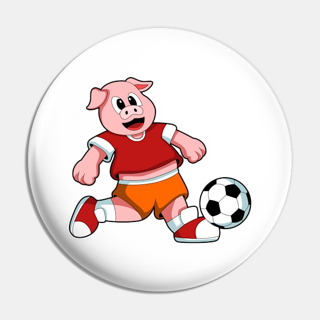 Pig at Sports with Soccer Pin by Markus Schnabel