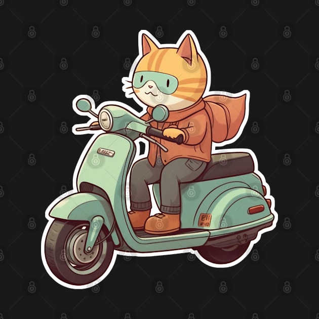 Kawaii cat riding scooter by AestheticsArt81